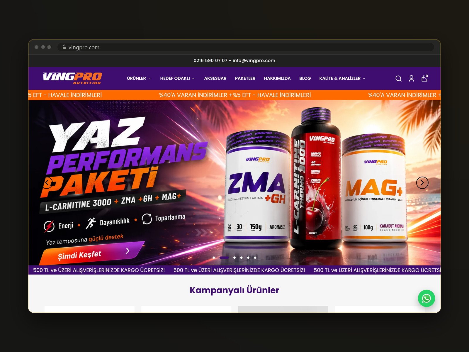 VingPro Nutrition — E-Ticaret Sitesi, Mağaza Yönetimi ve Meta Reklam